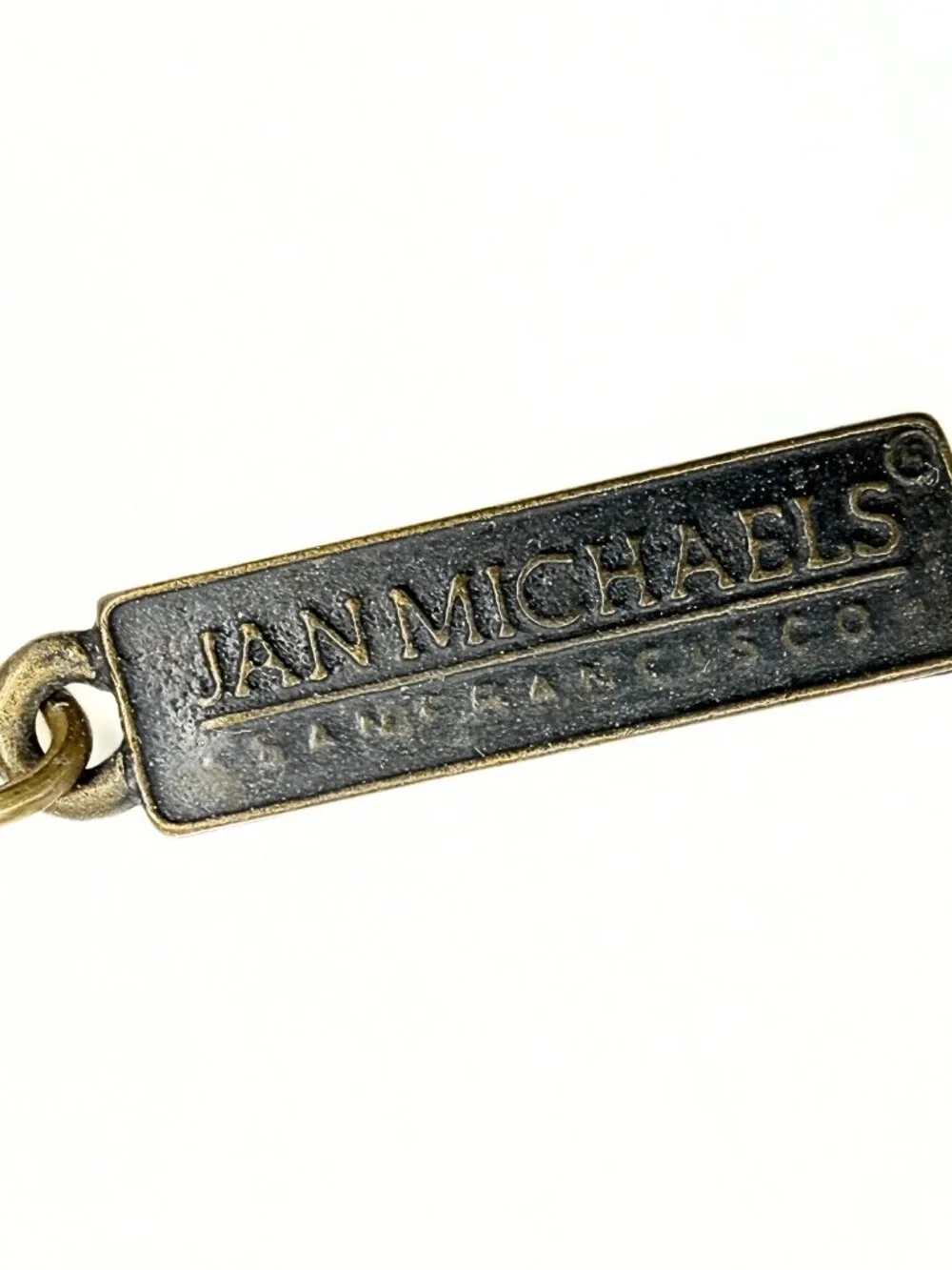 Jan Michaels Signed San Francisco Onyx Celtic Asian Fusion Brass Tribal Necklace